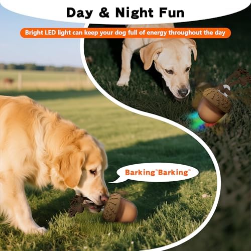 Interactive Dog Toy, Moving Dog Toys for Small Dogs to Keep Them Busy, Automatic Moving and Rolling Dogs Toy with Rope for Small Medium Large Dogs Boredom Relief, USB C Charger (Acron)