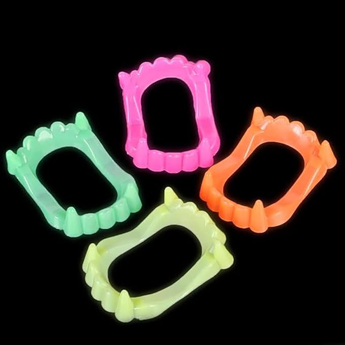 The Dreidel Company Halloween 100 Teeth Neon Fangs Teeth, Costume, Funny Halloween Dress-Up, Pretend Play Decoration
