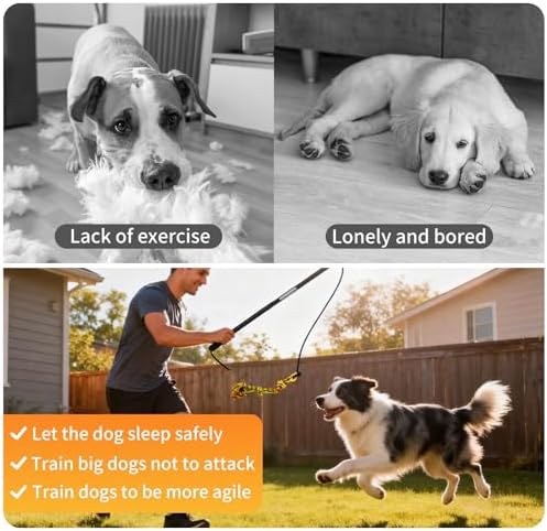 Flirt Pole for Dogs with Squeaker & Rope – Includes XL Carry Bag