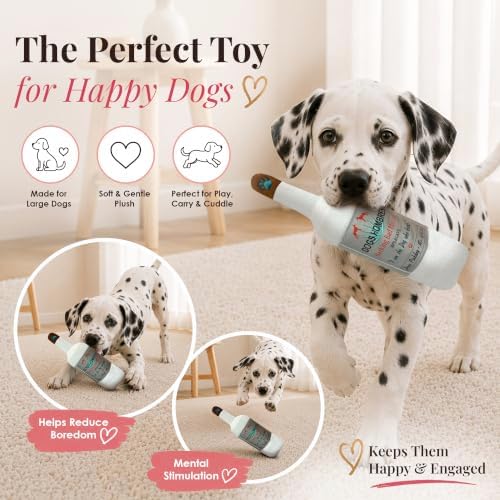Dog Diggin Designs Dogs Hombres Barking Bad Mezcal Plush Dog Toy | Luxury-Inspired Parody Drink Bottle Dog Toy with Squeaker, Soft Plush Novelty Dog Toy – Shaken, Not Stirred!