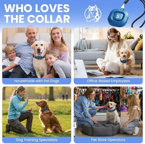 No-Shock: Beep & 2X Vibration Smart Dog Bark Collar| 2-in-1 Auto Anti-Bark & Training E-Collar with Remote| 10lbs+| Small Medium Large Dogs| 4 Humane Modes| Rechargeable| 5 Sensitivities