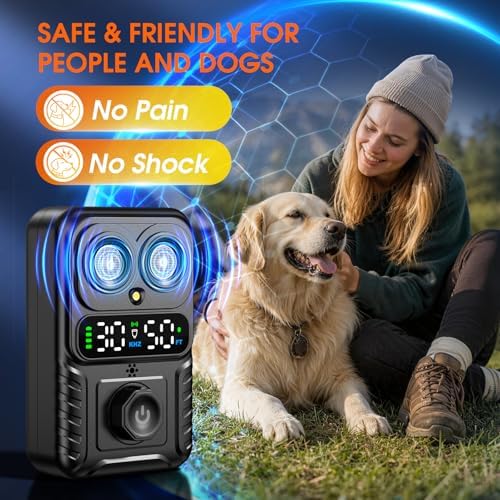 Automatic Bark Control Box, Smart Dog Bark Deterrent Device, Anti Barking Device for Dogs Stop Neighbor’s Dog Barking, Owl Design Bark Silencer with 2X Emitters 50FT, Waterproof for Indoor Outdoor