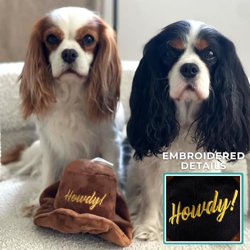 Haute Diggity Dog Cowboy Hat Plush Dog Toy, Western Stuffed Chew Toys
