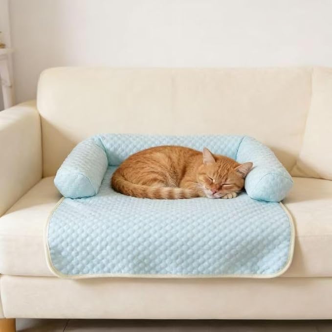 Cat Bed Blanket with Pillow, 31.5''x35.5'' Washable Pet Sofa Cover, Couch Protector Pet Blanket Cat Mat, Non-Slip Furniture Protector Mat (Black & White Leaf-Patterned) (23''x31'')