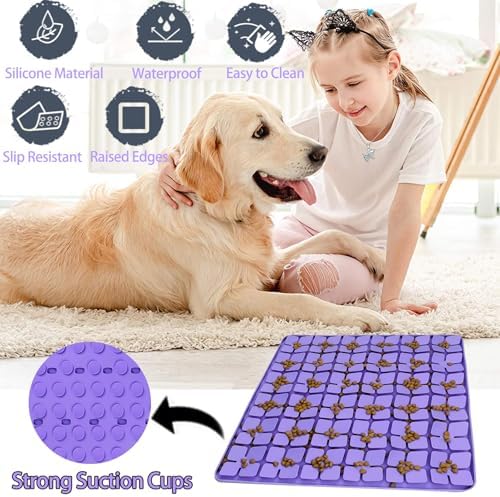 Silicone Snuffle Mat for Large Dogs,Slow Feeder Lick Mat for Pet Slow Down Eating,Encourages Natural Foraging Skill,Relieving Stress,Interactive Feed Game Toy for All Breed Dogs