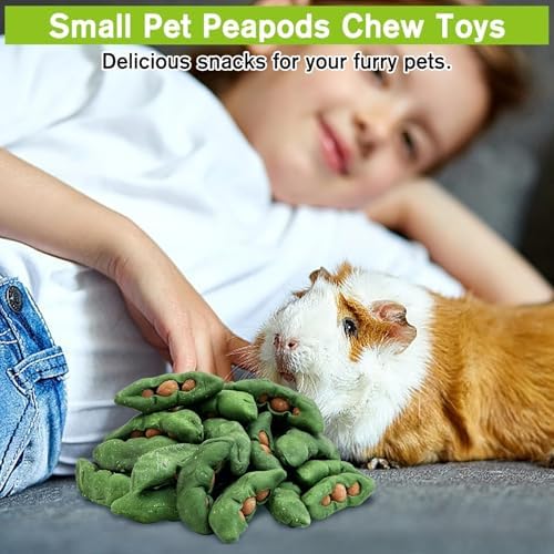 Fhiny Hamster Chew Toys for Teeth, 12 PCS Peapods Shaped Guinea Pig Snacks Natural Timothy Grass Carrot Rabbit Treats Handmade Small Animal Food for Bunny Chinchilla Gerbil Molaring