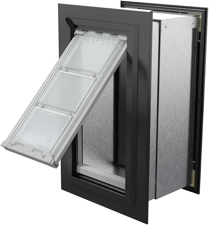 Endura Flap Single Flap Pet Door for Thick Walls | Deep Wall Design up to 13" Thick | Insulating Dual-Layer Flap & Durable Aluminum Frame | Includes Locking Cover | Black, Small, Single Flap