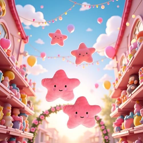 GANPUB 2Pcs Pink Star Plush Pet Dog Toys Cute Squeaky Toy for Interactive Toy Dog Chew Toy for Pet Dog Puppy Training Playing, Squeak