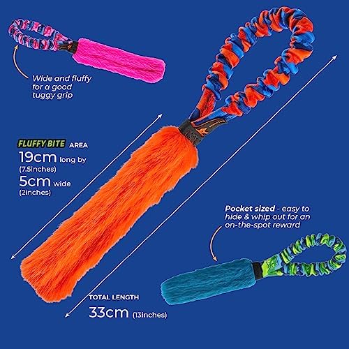 Tug-E-Nuff Pocket Fauxtastic (Orange) Bungee Dog Tug Toy (13 inches)
