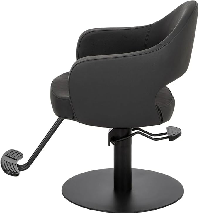 Buy-Rite Cleo Professional Salon Styling Chair & Barber Chair, All Black Vinyl with Black Stitching, Easy-Clean Crevice-Free Seat, Flat Round Base, Heavy-Duty Build, YLG-376