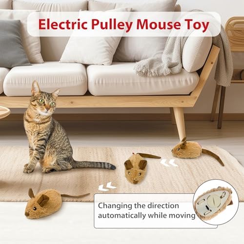 Gigwi Interactive Cat Toys For Indoor Cats, Moving Cat Toy For Bored Indoor Adult Cats, Automatic Electronic Moving Mouse Cat Toys With Realistic Squeaky, Kitten Toys Cat Hunting Toys For Self Play