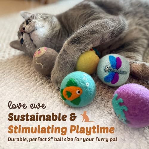 Love Ewe Wool Cat Toys 3 Pack, 2-inch Dragonfly & Butterfly