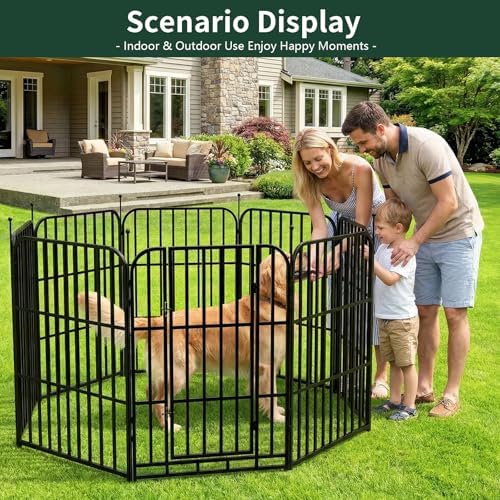 Metal Dog Playpen 40" 8 Panels for Medium Large Dogs, Indoor Outdoor Exercise Pen for Yard RV Camping, Thickened Steel Tube, Gravity Lock & Ball Head Iron Rods