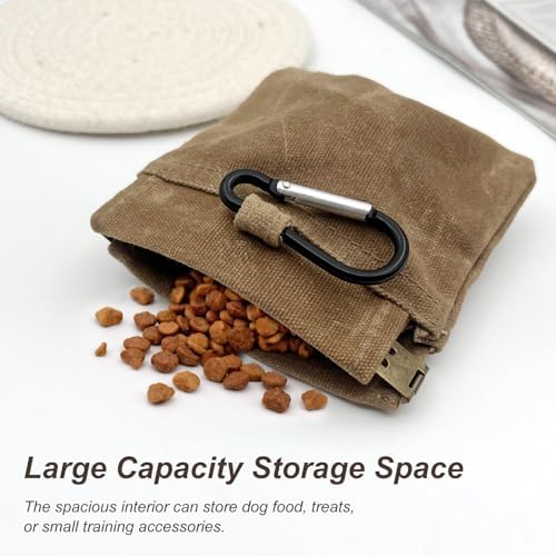 Portable Dog Treat Pouch for Training, Hands-Free Puppy Snack Bag with Auto-Closing Opening, Pet Treat Dispenser for Walking, Travel & Outdoor Use(Brown)