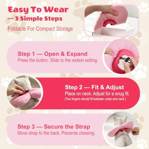 EMUST Cat Cone Collar Soft, Adjustable E-Collar for Cats After Spay Pink, L
