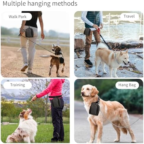 Dog Treat Pouch,Treat Pouches for Pet Training,Portable Snack Reward Dog Food Dispenser for Traveling or Outdoor Use，Black