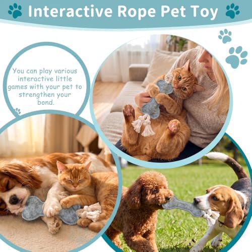 Dog Rope Knot Toy for Small Dogs and Cats Rope Toy for Puppy Teethers Cotton Interactive Pull Dog Toys for Dogs to Relieve Boring for Small Dogs and Cats (Grey)
