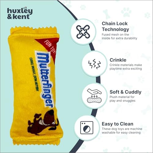 Huxley & Kent Tiny Tuff Plush Dog Toy, Mutterfinger