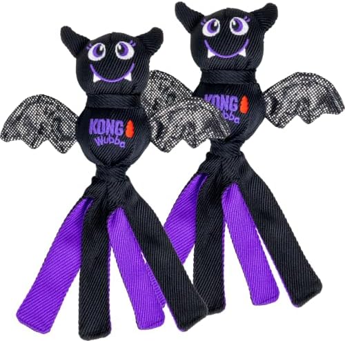 KONG Halloween Wubba Bat Small 2 Pack – Durable Interactive Tug & Toss Dog Toy