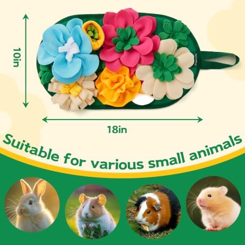 Guinea Pig Snuffle Mat, Rabbit Foraging Mat, Interactive Enrichment Feeding Toy with Slow Feeding Design, Encourages Natural Foraging Skills for Hamsters, Hedgehogs, Kittens & All Small Animals