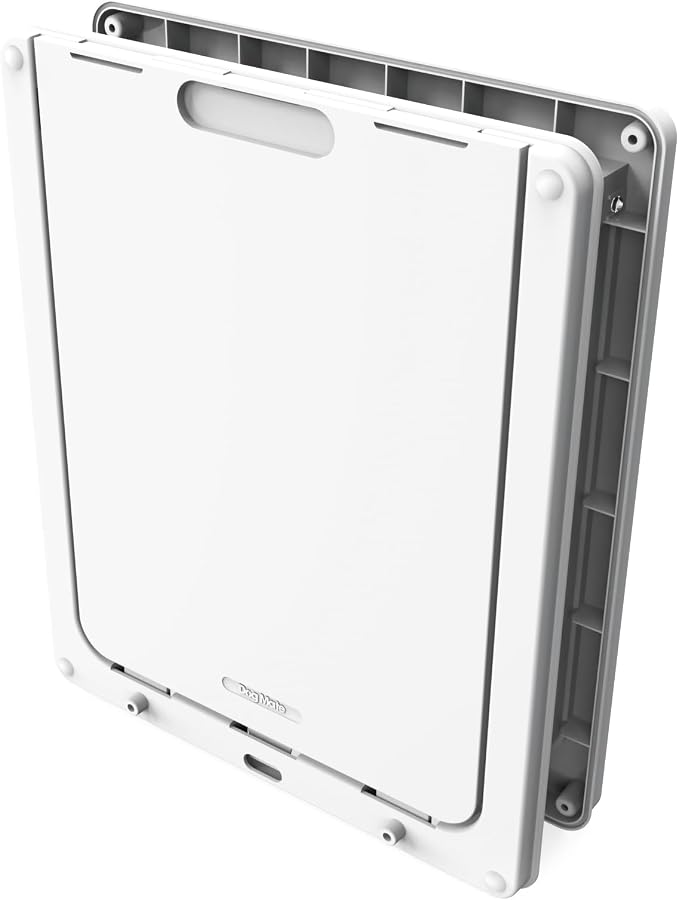 Dog Mate Large Dog Door for Large Dogs, Robust Locking Panel, White