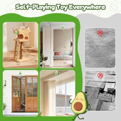 Interactive Cat Toys for Indoor Cats,Electric Flying Bird & Mouse Wand Teaser, Automatic Hanging Door Frame Chase/Hunt/Exercise Stimulate Feather Cat Toy for Bored Indoor Adult & Kitten (White)