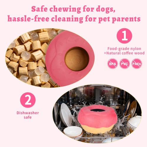 Dog Toy for Aggressive Chewers, Lick Bowl Freezable Treat Toy, Interactive Enrichment Toy, Mental Stimulation for Dogs, Keep Them Busy (Pink)