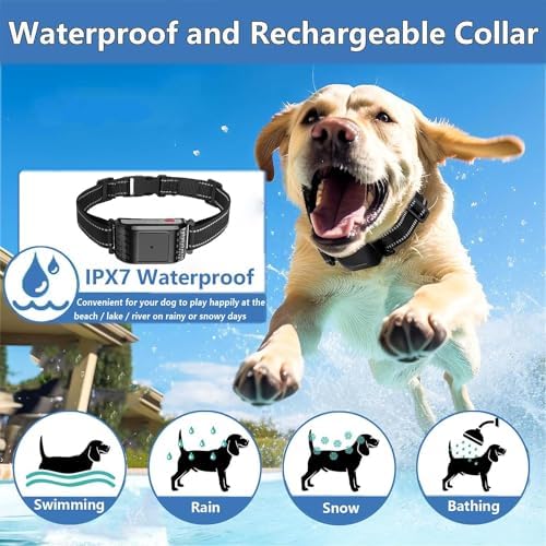 Electric Wireless Dog Fence Pet Boundary Containment System, Waterproof Training Collar Receiver, Vibration & Shock, Accurate 2.4G Signal, Safe Effective, 3 Modes for Stubborn Dogs,for4dogs