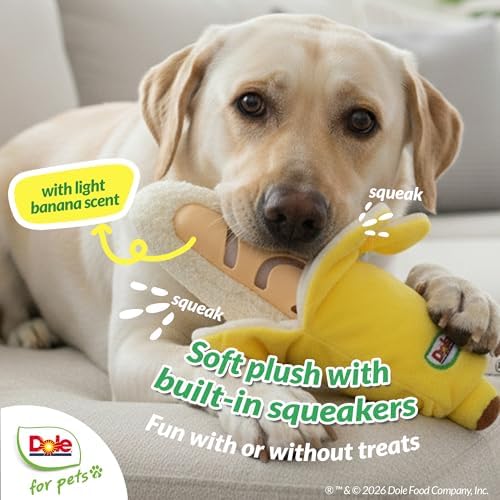 Dog Puzzle Toy with Squeaker, Banana Snuffle Dog Treat Toy for Small and Medium Dogs, Dog Enrichment Toys