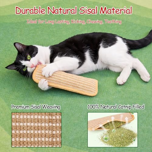 Cat Kicker Toys Pillow Sisal Catnip Cat Toys for Indoor Cat Kitten 3 Pack