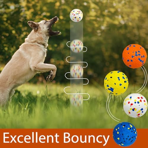 Beieverluck 8 Pack Dog Toy Balls Tennis Ball for Aggressive Chewers, 3.0'' Indestructible Dog Teething Chew Toys Fetch Ball for Medium Large Dogs