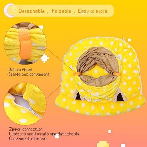 BWOGUE Bunny Tunnel Bed, 2-in-1 Collapsible Rabbit Tunnel Hideout with Mat