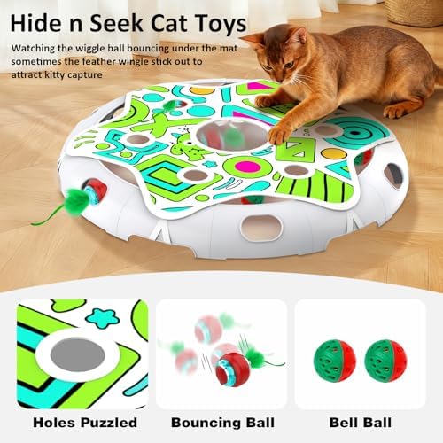 Oxawo Cat Toys Interactive Maze Game Mouse Catching for Indoor Cats (White, Large)