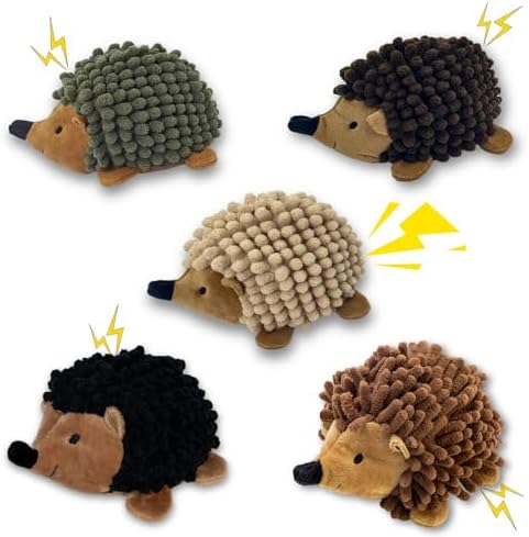 2-in-1 No-Stuffing Hedgehog Dog Toys 5PCS, Squeaky Ball for Throwing Play | Interactive Chewing Toys for Medium and Small Pets, Durable Plush for Companion, Keep Puppy Busy, Holiday Gift