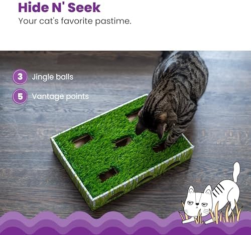 Catstages Grass Patch Hunting Box Cat Toy, Faux Grass & 3 Balls, 10" x 14"