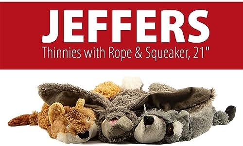 Jeffers Pet Thinnies, 21" | Unstuffed with Squeaker | Raccoon