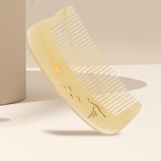 TAN MUJIANG Hair Comb for Women Sheep Horn Pocket-size Antistatic Scalp Massage 1pc