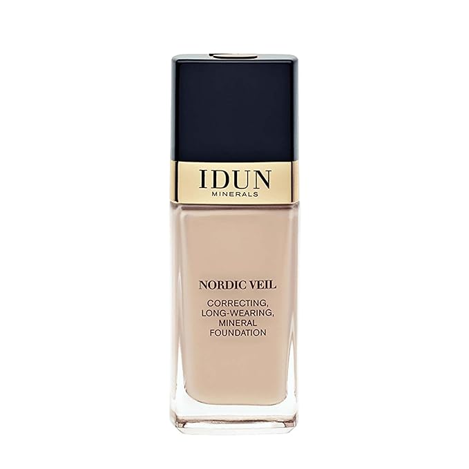 IDUN Minerals Nordic Veil Foundation - Full and Poreless Coverage, Long Lasting, Soft Matte Finish - Purified and Safe for Sensitive Skin - 307 Disa - Light Medium Neutral - 0.88 oz