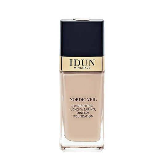 IDUN Minerals Nordic Veil Foundation - Full and Poreless Coverage, Long Lasting, Soft Matte Finish - Purified and Safe for Sensitive Skin - 307 Disa - Light Medium Neutral - 0.88 oz