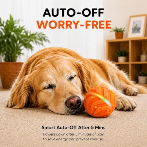 Smart Interactive Dog Ball, Automatic Rolling with LED Glow, E-TPU Dog Ball, Toy for Dog
