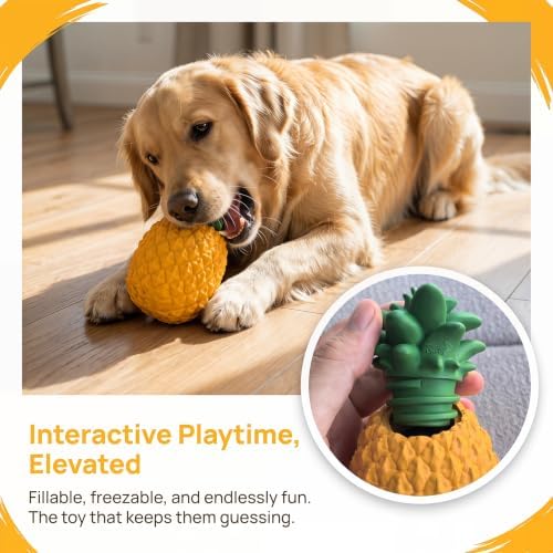 M.C.works Freezable Pineapple Aggressive Chewers Toy - Treat Dispenser