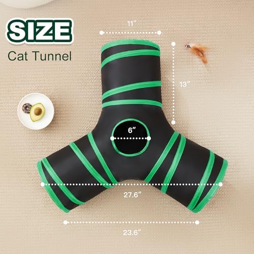 Love's cabin Cat Tunnel for Indoor Cats, 3-Way Collapsible Play Tunnel