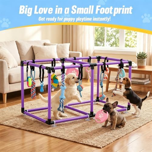 Purple Puppy Play Gym with 12 Hanging Toys