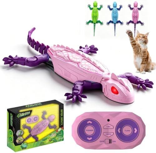 Remote Control Climbing Gecko Toy for Cats, Climbing Gecko Cat Toy that Climbs The Wall (Pink)