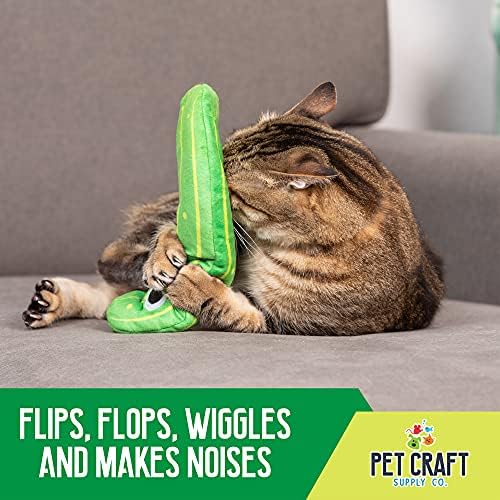 Pet Craft Supply Wiggle Pickle and Shimmy Shark Flipper Flopper Interactive Electric Realistic Flopping Wiggling Moving Fish Potent Catnip and Silvervine Cat Toy, Multi (8727)for All Breed Sizes.
