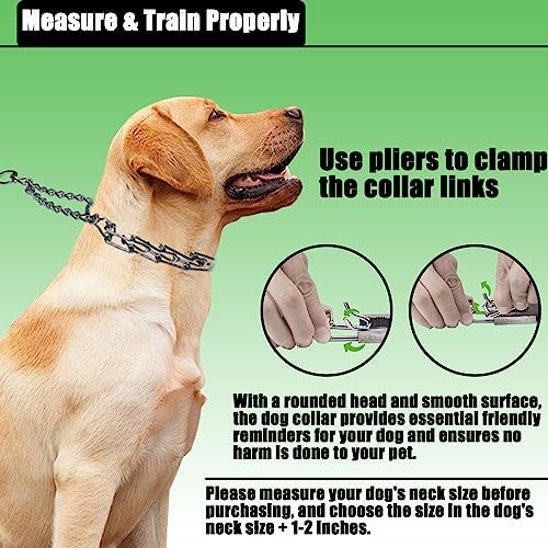 Prong Training Collar for Dogs, Adjustable Dog Pinch Collar with Quick Release Buckle, No Pull Collar for Small Medium Large Dogs, Extra Link and Caps
