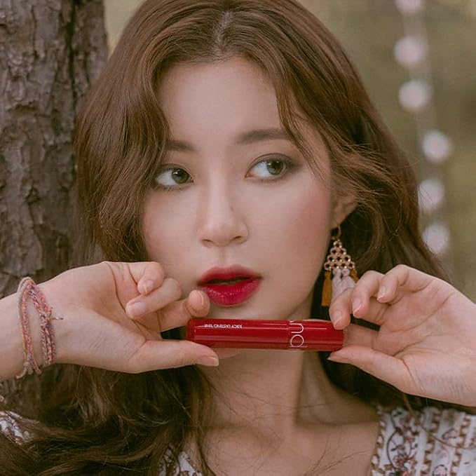 rom&nd Juicy Lasting Tint #12 Cherry Bomb - K-Beauty Vibrant Red Lip Stain for Pure, Glossy, Long-Lasting Hydration & Effortless Natural Radiance