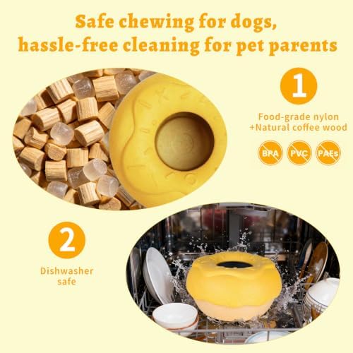 Dog Toy for Aggressive Chewers, Lick Bowl Freezable Treat Toy, Interactive Enrichment Toy, Mental Stimulation for Dogs, Keep Them Busy(Yellow)