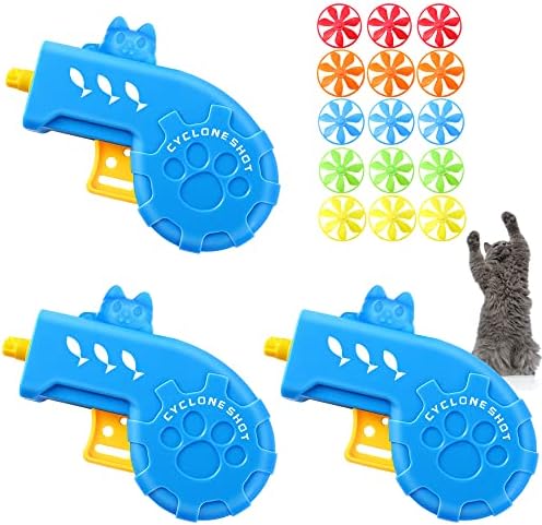 Sumind 18 Pcs Cat Fetch Toys Interactive Cat Propeller Toy, Cat, Blue