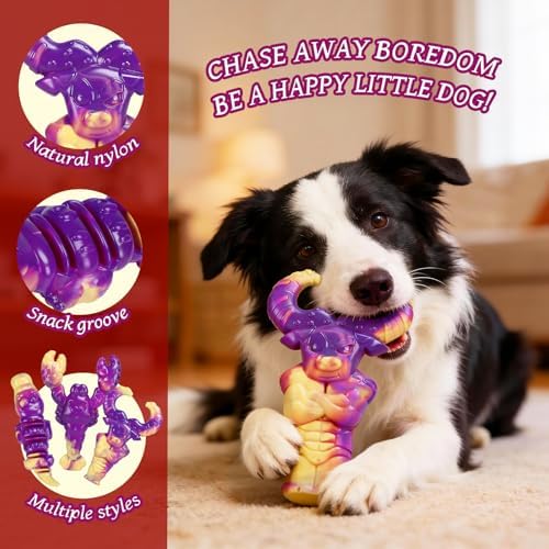 Indestructible Dog Toys for Aggressive Chewers, Tough Dog Toys for Large Dogs, Durable Dog Chew Toys to Keep Them Busy, Interactive Aggressive Chew Toys for Medium Dogs, Beef Flavor (A-Crocodile)